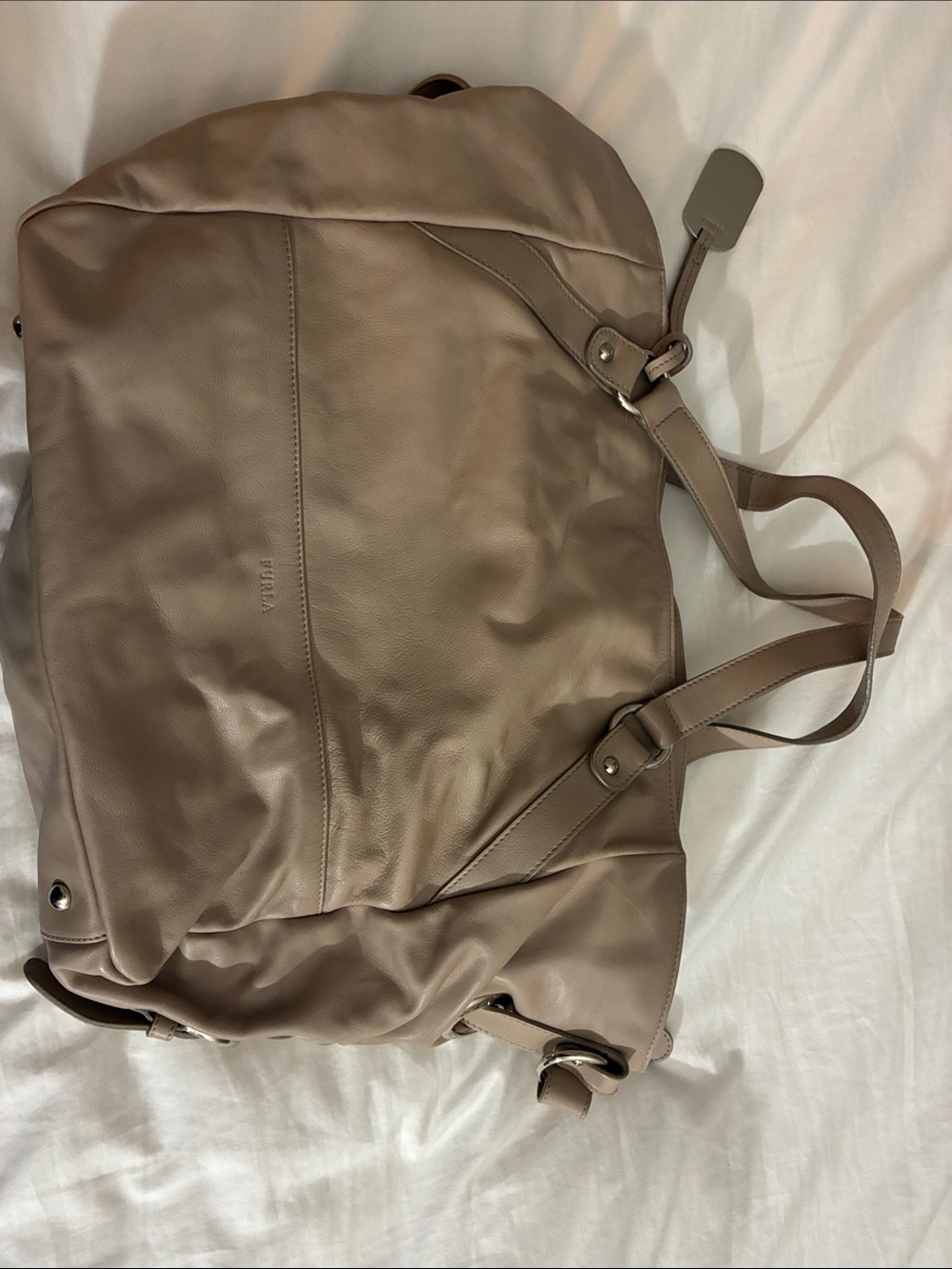 Furla Taupe Leather Crossbody Bag